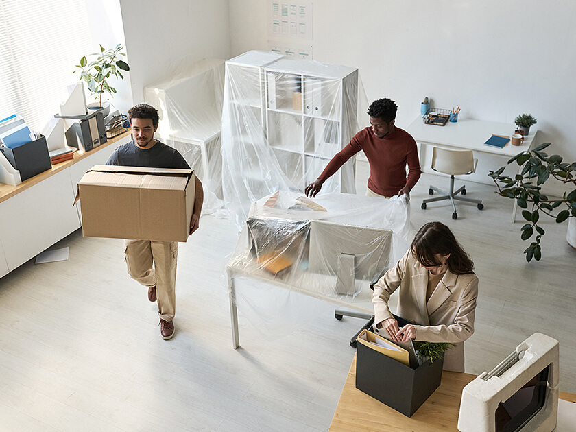 Office workders moving