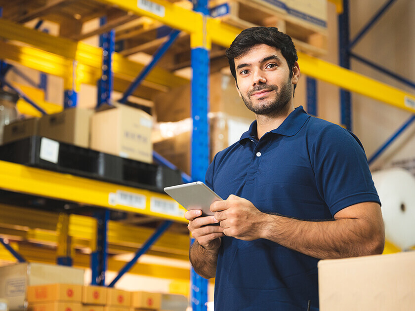 Man in storage facility