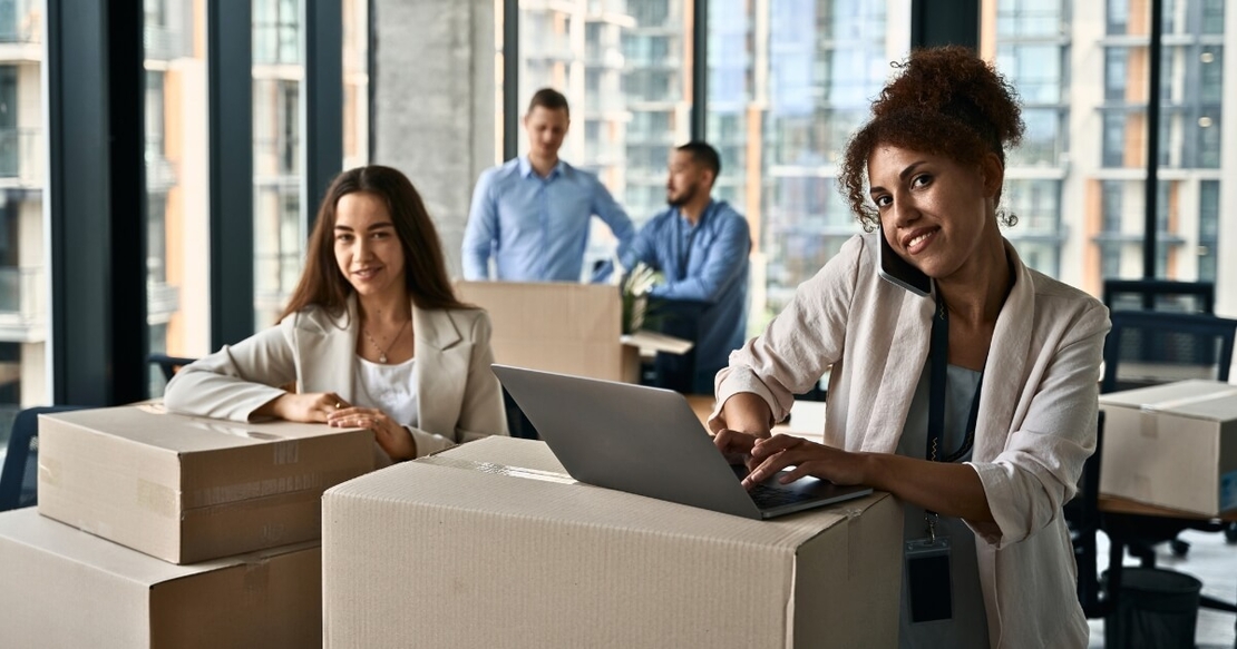office staff getting ready to move